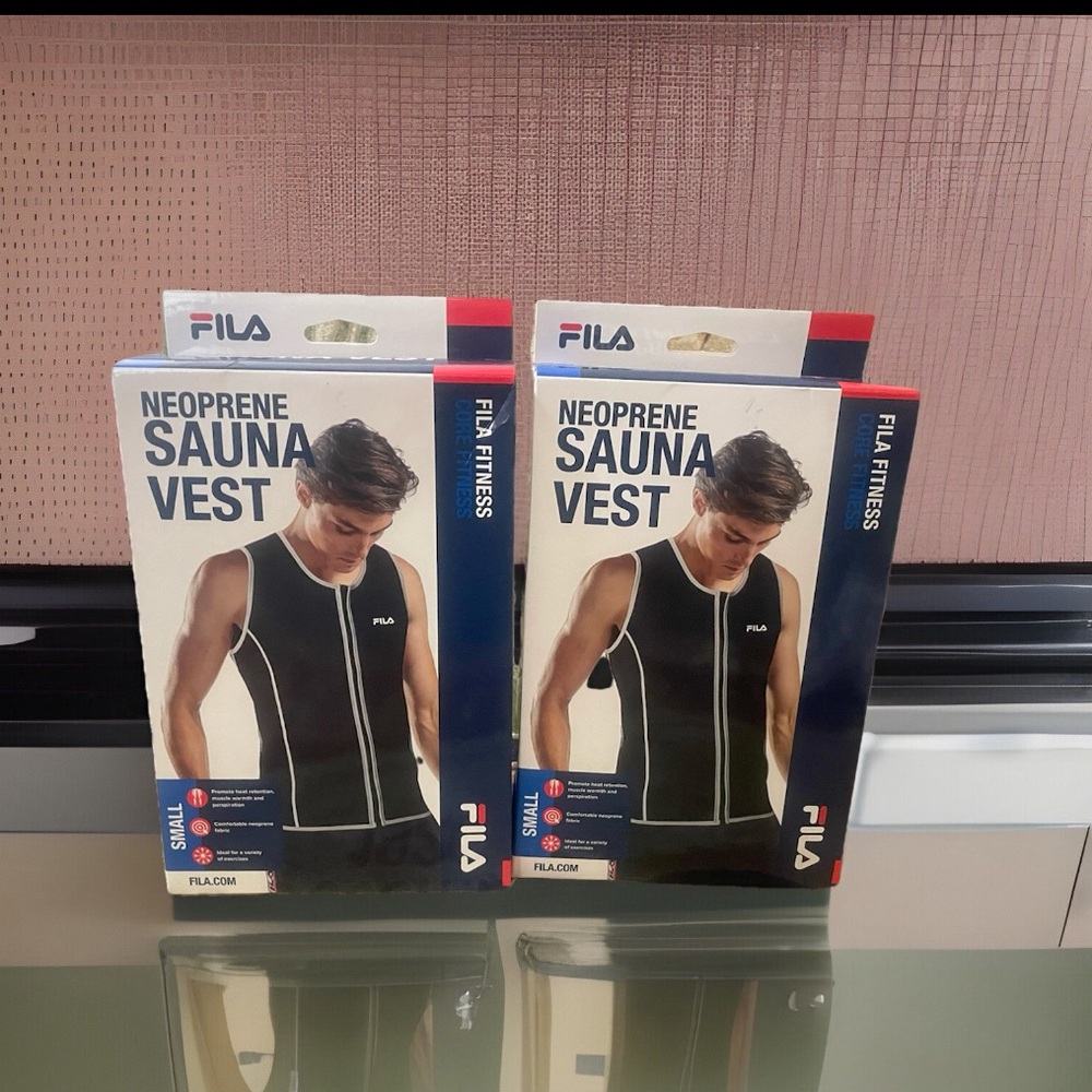 Lot of 2 FILA Fitness Neoprene Sauna Vests Size Adult Small Full Zip NEW